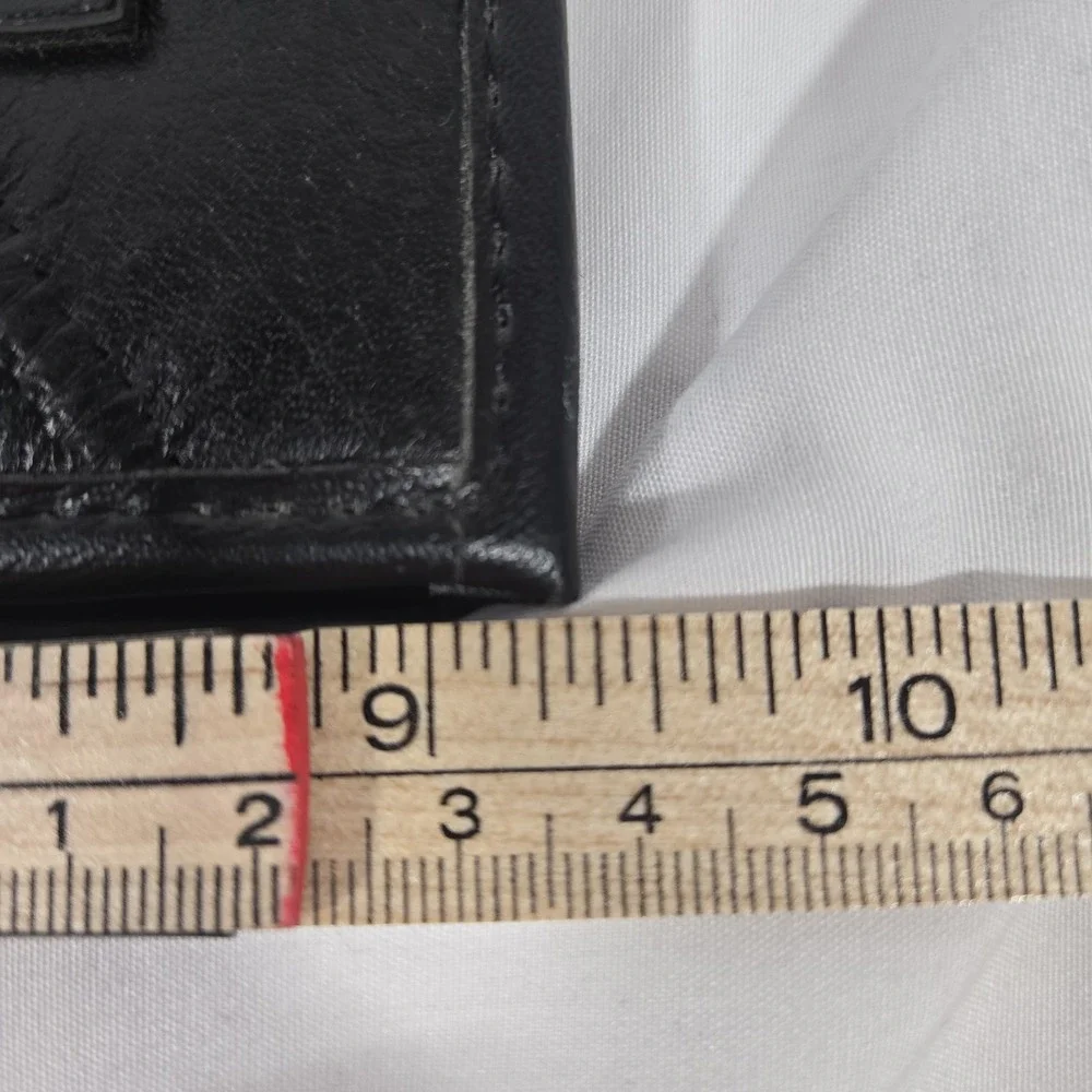 LVintage ondon Fog Black Leather Portfolio